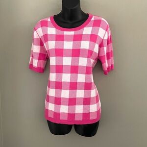 J. Crew Pink and White Checked Sweater